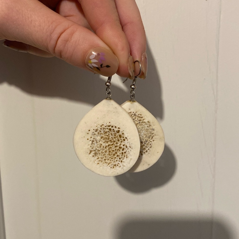 White bone earrings